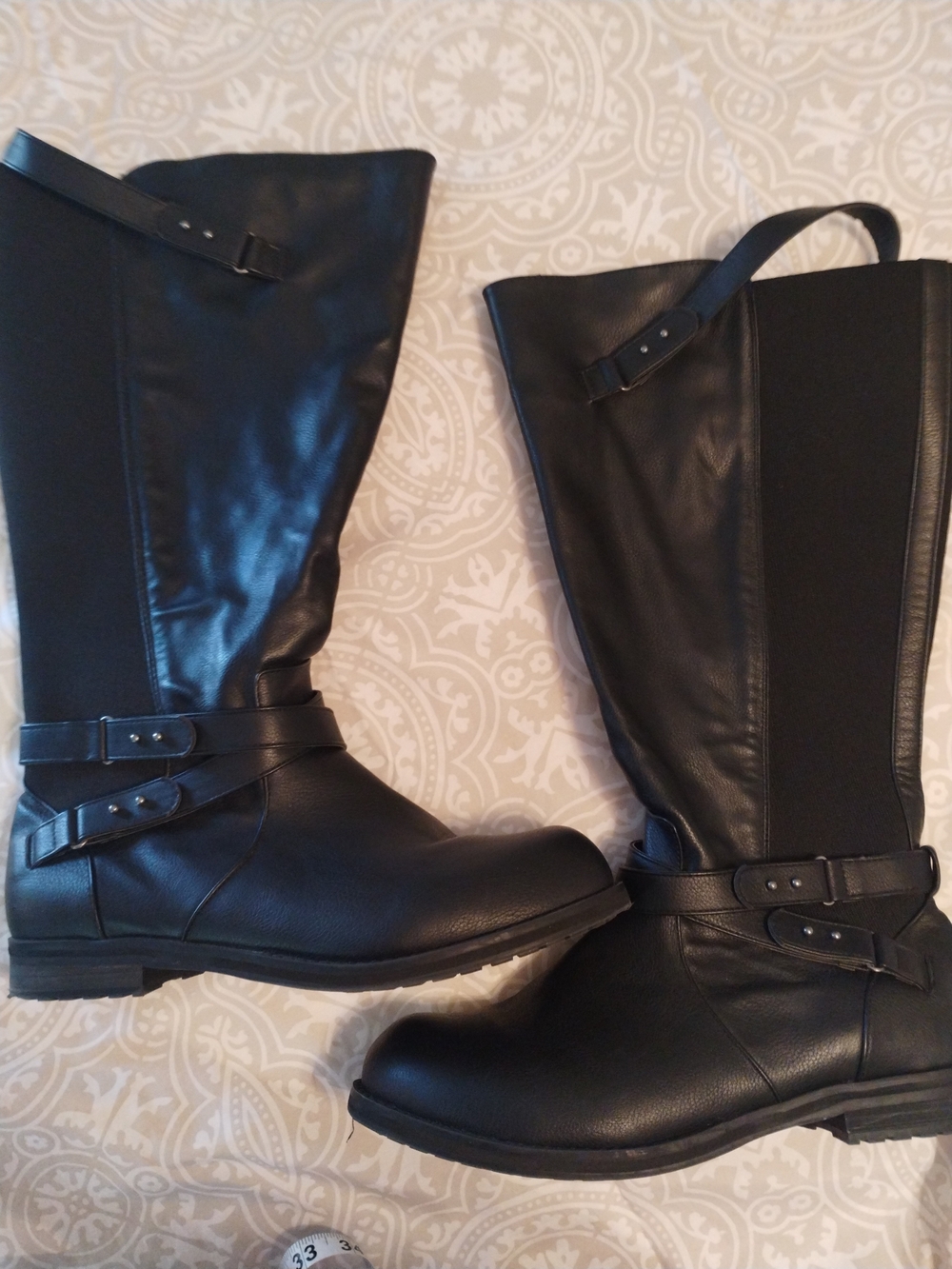 Lane Bryant Wide Calf 12 W Black Mid-calf Riding Boots with Side Zip Pull